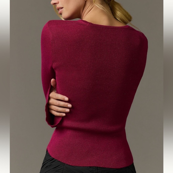 Anthropologie Maeve Square Neck Bell Sleeve Sweater - Picture 2 of 5